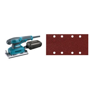Set MAKITA Schwingschleifer BO3711J + Schleifpapier 93x230mm K80 50 Stück P-36077