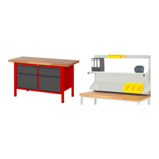 Set STIER Höhenverstellbare Werkbank Premium mit 2 Schubladen und 2...
