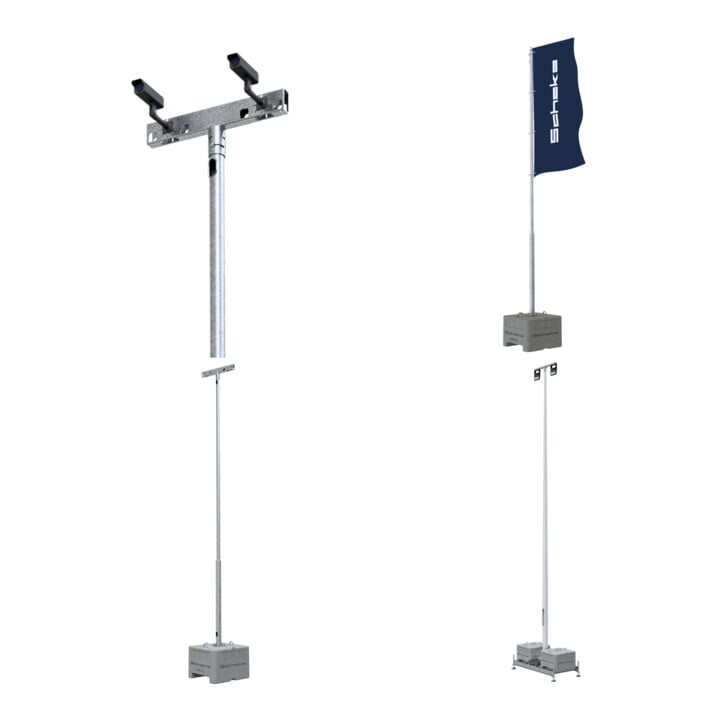 Set Schake Kameratraverse RAL9005 + Kameramast-Set 6m mit Traverse + Ausleger f r Fahne + Lampenmast-Sets