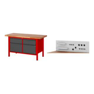 Set STIER Höhenverstellbare Werkbank Premium mit 2 Schubladen und 2...