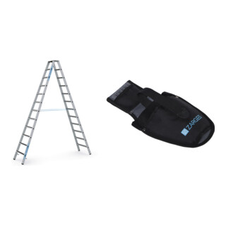 Set ZARGES R13step B - LM-Stufen-Stehleiter 2 x 12 Stufen + Werkzeugtasche für Akkuschrauber