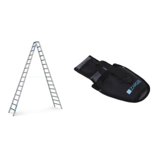 Set ZARGES R13step B - LM-Stufen-Stehleiter 2 x 16 Stufen + Werkzeugtasche für Akkuschrauber