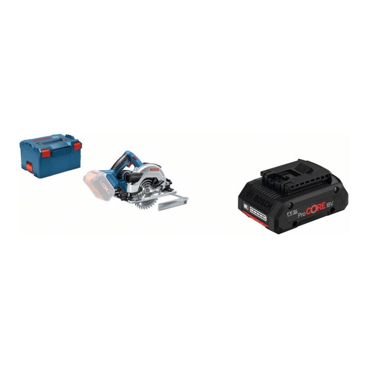 Set Bosch Akku-Kreissäge GKS 18V-57 G, Solo Version, L-BOXX + Akkupack ProCORE 18 Volt, 4,0 Ah