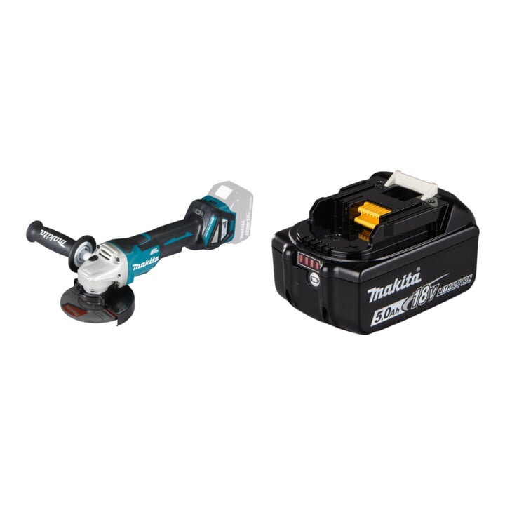 Set Makita Meuleuse d’angle sans fil 18,0 V avec interrupteur à palettes (DGA515Z) + Batterie BL1850B Li 18,0V 5.0Ah