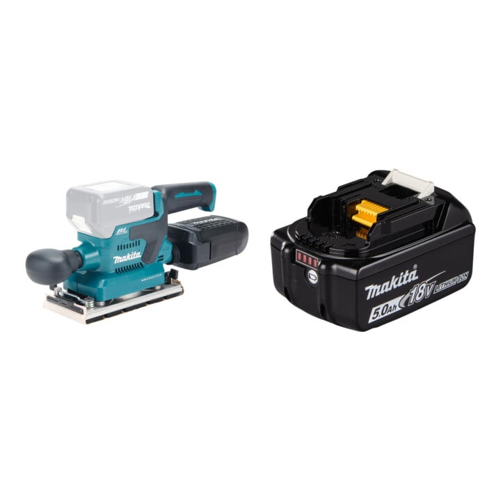Set Makita Ponceuse vibrante sans fil 18V + Batterie BL1850B Li 18,0V 5.0Ah