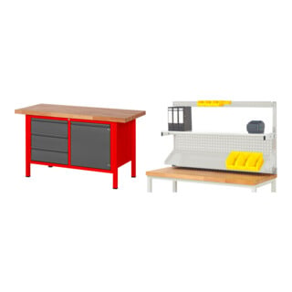 Set STIER Höhenverstellbare Werkbank Premium mit 3 Schubladen und 1...