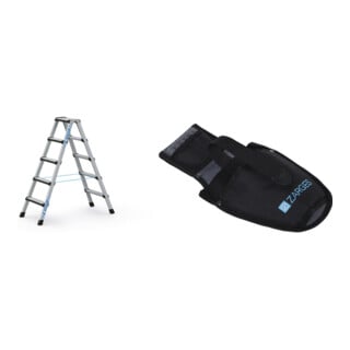 Set Stufen-Stehleiter, 1220 mm + Werkzeugtasche für Akkuschrauber