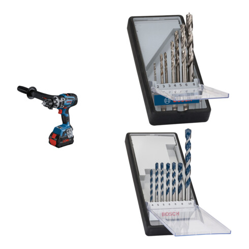Set Bosch Akku-Schlagbohrschrauber GSB 18V-150 C + 7tlg. Robust Line Holzspiralbohrer-Set + 7tlg. Robust Line Betonbohrer-Set CYL-5