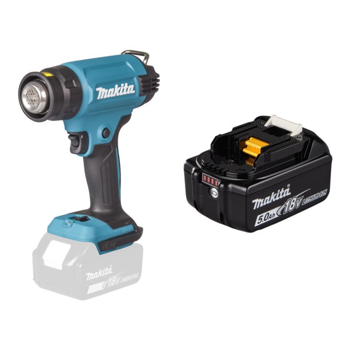 Set Souffleur d'air chaud sans fil 18V en coffret + Batterie BL1850B Li 18,0V 5.0Ah