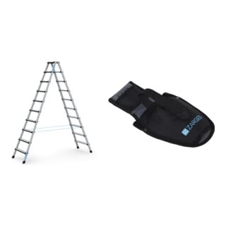 Set Stufen-Stehleiter, 2400 mm + Werkzeugtasche für Akkuschrauber