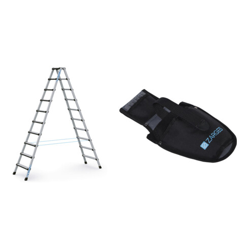 Set Stufen-Stehleiter, 2400 mm + Werkzeugtasche für Akkuschrauber