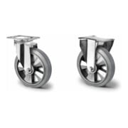 Set CASCOO Lenkrolle mit Totalfeststeller ø 125 mm Serie BAF2 Doppelkugellager + Bockrolle ø 125 mm Serie BAF2 Doppelkugellager