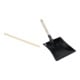 Set Manche de balai en bois 24 mm 160 cm, tête ronde + Pelle à poussière métal noir 22 cm large-1