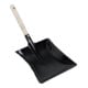 Set Manche de balai en bois 24 mm 160 cm, tête ronde + Pelle à poussière métal noir 22 cm large