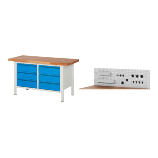 Set STIER Höhenverstellbare Werkbank Premium mit 6 Schubladen BxTxH...