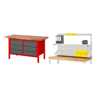 Set STIER Höhenverstellbare Werkbank Premium mit 6 Schubladen BxTxH...