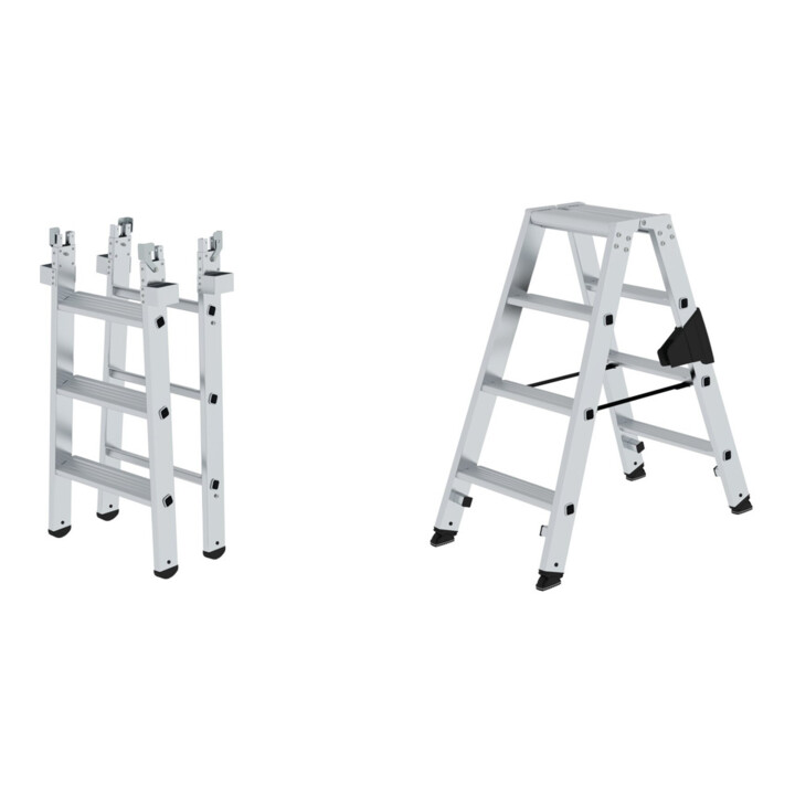Set MUNK Einsteckteil Stufen-Stehleiter 3 Stufen + Stufen-Stehleiter 2x4 Stufen
