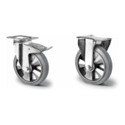 Set CASCOO Lenkrolle ø 125 mm Serie BAF2 Doppelkugellager + Lenkrolle mit Totalfeststeller ø 125 mm Serie BAF2 Doppelkugellager