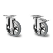 Set CASCOO Lenkrolle ø 160 mm Serie BAF2 Doppelkugellager + Lenkrolle mit Totalfeststeller ø 160 mm Serie BAF2 Doppelkugellager