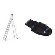 Set ZARGES Saferstep S - LM-Stufen-Stehleiter 10 Stufen + Werkzeugtasche für Akkuschrauber