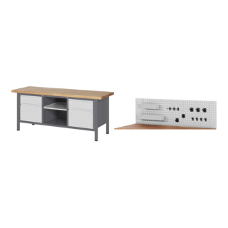 Set STIER Höhenverstellbare Werkbank Premium mit 2 Schubladen und 2...