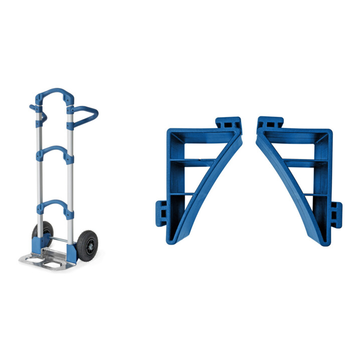 Set fetra Alu-Kompaktkarre "Wuppi" + Haltehörner für rundes Ladegut