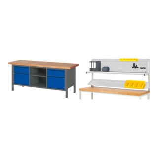 Set STIER Höhenverstellbare Werkbank Premium mit 2 Schubladen und 2...