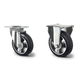 Set CASCOO Lenkrolle ø 125 mm Serie BAF4 Doppelkugellager + Bockrolle ø 125...