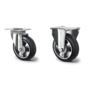 Set CASCOO Lenkrolle ø 125 mm Serie BAF4 Doppelkugellager + Bockrolle ø 125...