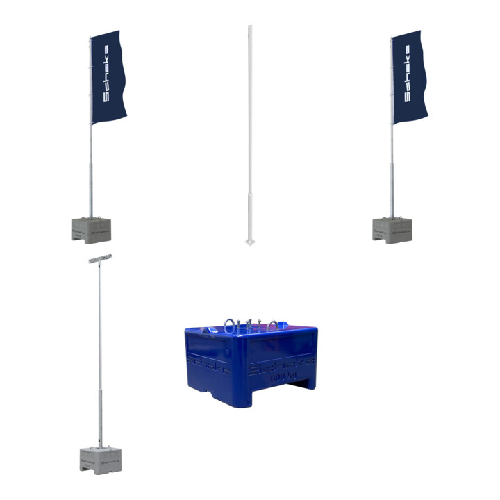 Set Schake Sichtschutzplane, schwer entflammbar, weiß + Sichtschutzplane, schwer entflammbar, weiß mit Schake Logo