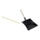 Set Manche de balai tête ronde bois Ø24x1400mm + Pelle à poussière métal noir 22 cm large-1