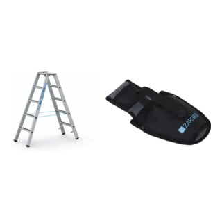 Set ZARGES Saferstep B - LM-Stufen-Stehleiter 2 x 5 Stufen + Werkzeugtasche für Akkuschrauber