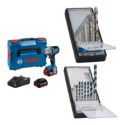 Set Bosch Akku-Drehschlagschrauber GDS 18V-450 HC + 7tlg. Robust Line Holzspiralbohrer-Set + 7tlg. Robust Line Betonbohrer-Set