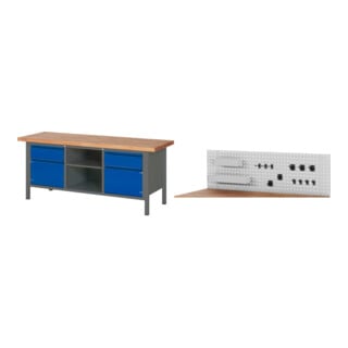 Set STIER Höhenverstellbare Werkbank Premium mit 2 Schubladen und 2...