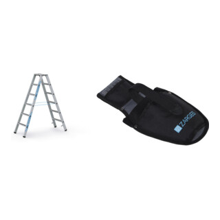 Set ZARGES Saferstep B - LM-Stufen-Stehleiter 2 x 6 Stufen + Werkzeugtasche für Akkuschrauber