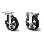 Set CASCOO Lenkrolle mit Totalfeststeller ø 125 mm Serie BAF4 Doppelkugellager + Bockrolle ø 125 mm Serie BAF4 Doppelkugellager