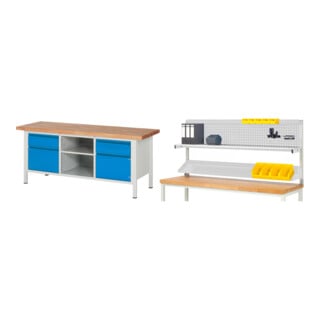 Set STIER Höhenverstellbare Werkbank Premium mit 2 Schubladen und 2...