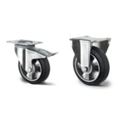 Set CASCOO Lenkrolle mit Totalfeststeller ø 160 mm Serie BAF4 Doppelkugellager + Bockrolle ø 160 mm Serie BAF4 Doppelkugellager