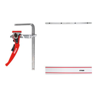 Set STIER Ganzstahl-Hebelzwinge SHZ 160/60 + Verbinder für Führungsschienen...