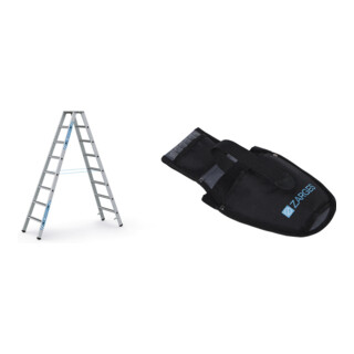 Set ZARGES Saferstep B - LM-Stufen-Stehleiter 2 x 8 Stufen + Werkzeugtasche