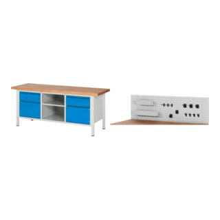 Set STIER Höhenverstellbare Werkbank Premium mit 2 Schubladen und 2...