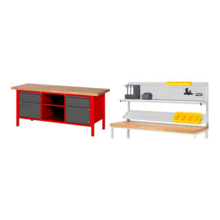 Set STIER Höhenverstellbare Werkbank Premium mit 2 Schubladen und 2...