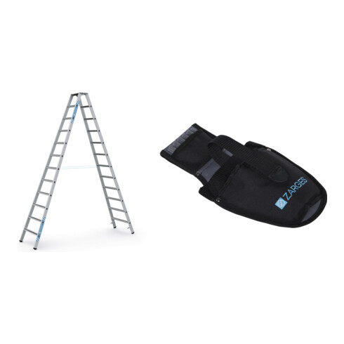 Set ZARGES Saferstep B - LM-Stufen-Stehleiter 2 x 12 Stufen + Werkzeugtasche