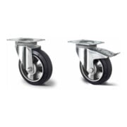 Set CASCOO Lenkrolle ø 200 mm Serie BAF4 Doppelkugellager + Lenkrolle mit Totalfeststeller ø 200 mm Serie BAF4 Doppelkugellager