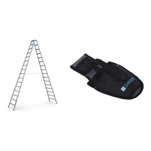 Set ZARGES Saferstep B - LM-Stufen-Stehleiter 2 x 16 Stufen + Werkzeugtasche