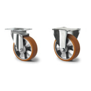 Set CASCOO Lenkrolle ø 160 mm Serie BAU5 Doppelkugellager E-Serie + Bockrolle ø 160 mm Serie BAU5 Doppelkugellager