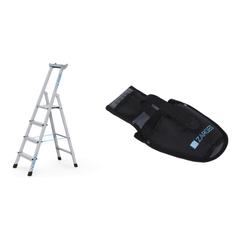 Set ZARGES XLstep S - LM-Stufen-Stehleiter 4 Stufen + Werkzeugtasche