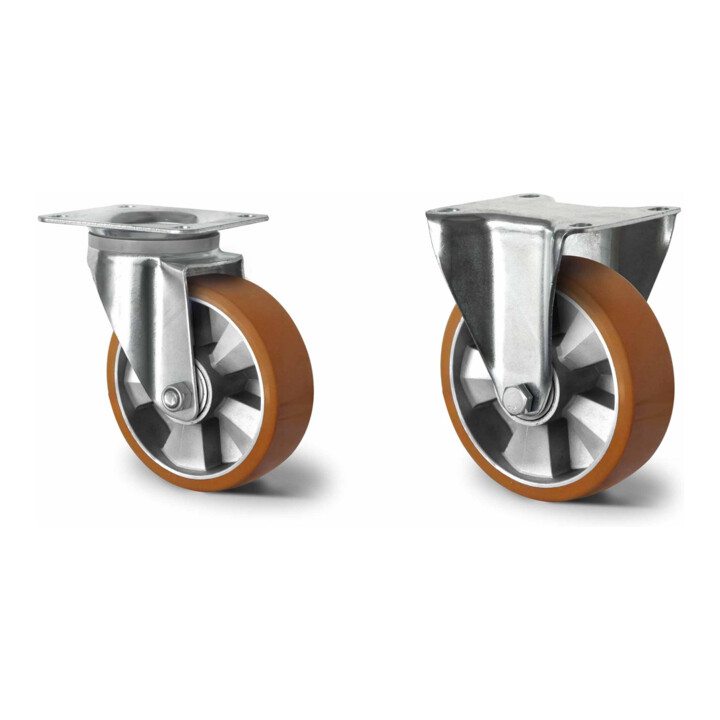 Set CASCOO Lenkrolle ø 160 mm Serie BAU5 Doppelkugellager E-Serie +...