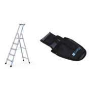 Set ZARGES XLstep S - LM-Stufen-Stehleiter 5 Stufen + Werkzeugtasche