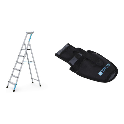 Set ZARGES XLstep S - LM-Stufen-Stehleiter 6 Stufen + Werkzeugtasche